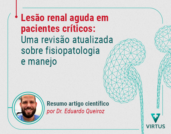 Ilustração de sistema renal do lado direito, no lado esquerdo estáão o título do texto e a foto de dr. Eduardo